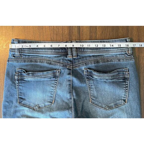 Democracy Ab Technology Jeans Womens 12 Blue Straight Leg Distressed Mid Rise - Picture 9 of 12